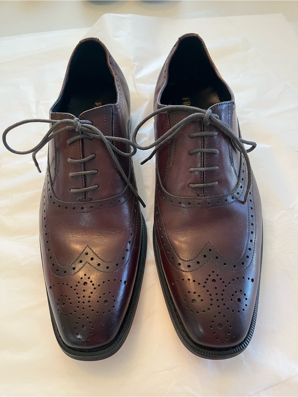 Frasoicus Men’s Wingtip Oxford Dress Shoes Burgundy Leather Brogues Size 10.5